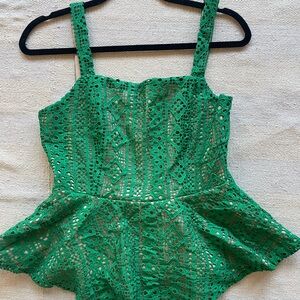 Green Peplum Sleeveless Top